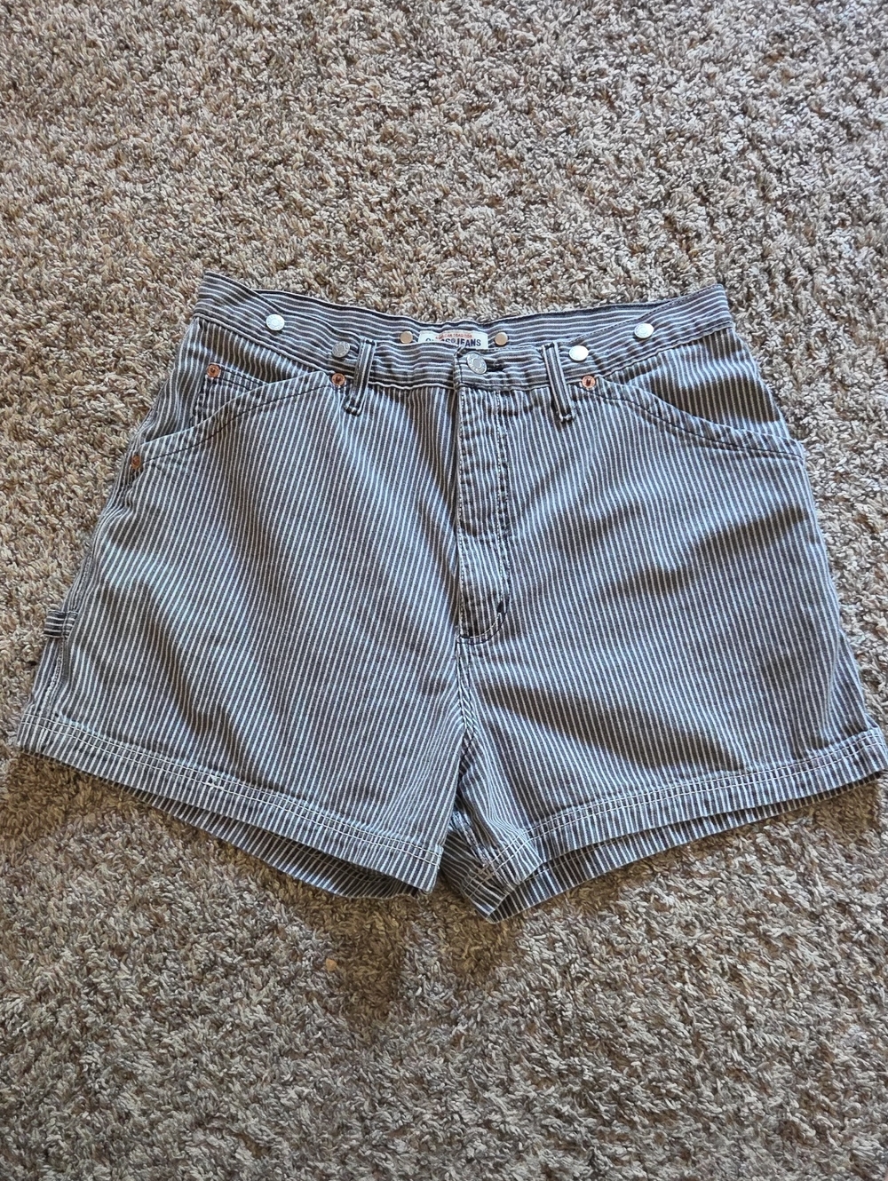 Guess Blue & White Striped Denim Shorts